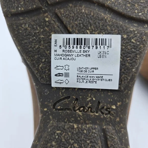 6N - NARROW - Clarks Roseville Sky Women's Slip-Ons, Mahogany Leather, Like New! - Picture 14 of 16